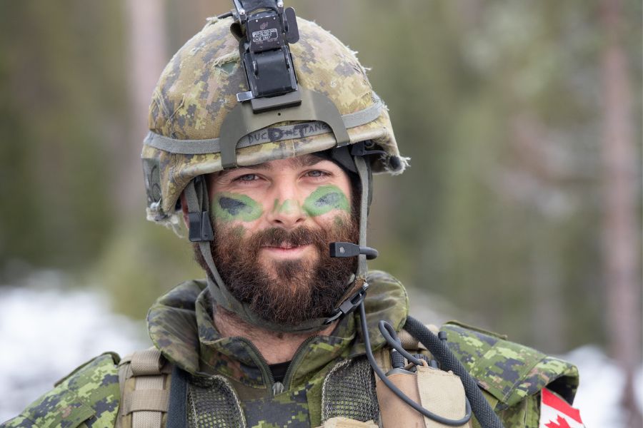 Canadian special forces soldier guarding the perimeter